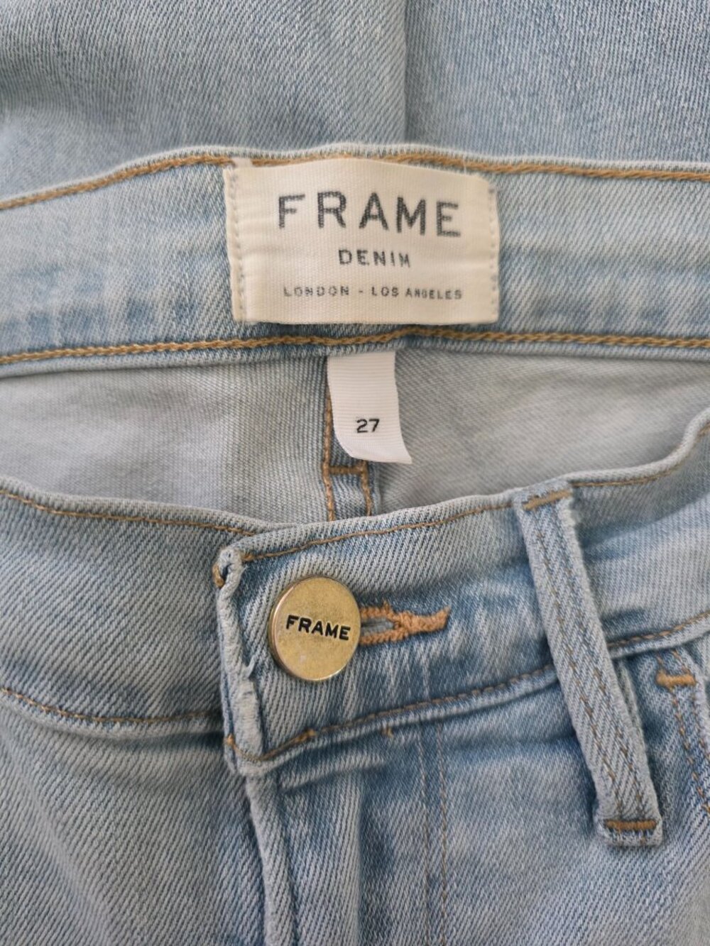 FRAME Le Skinny De Jeanne Light Wash Frayed Hem Ankle Denim Jeans Women's Sz 27 - Picture 5 of 8